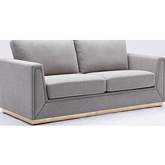 Valin Sofa in Grey Linen & Gold Metal