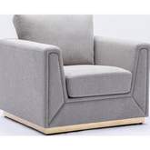 Valin Accent Chair in Grey Linen & Gold Metal