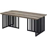Zudora Coffee Table in Antique Oak Finish & Sandy Black Metal