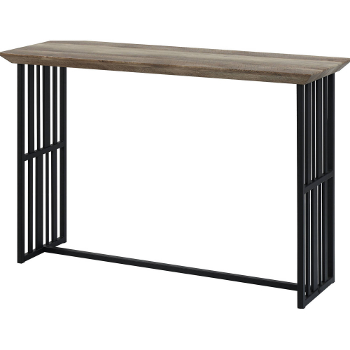 Zudora Sofa Table in Antique Oak Finish & Sandy Black Metal