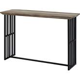 Zudora Sofa Table in Antique Oak Finish & Sandy Black Metal