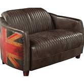 Brancaster Loveseat in Antique Slate & Union Jack Top Grain Leather
