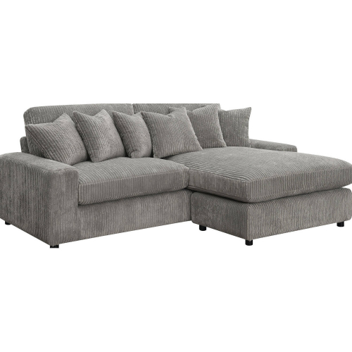 Tavia Sectional Sofa with Reversible Chaise in Gray Velvet Corduroy