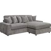 Tavia Sectional Sofa with Reversible Chaise in Gray Velvet Corduroy
