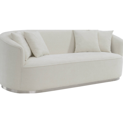 Odette Sofa in Beige Chenille & Chrome Stainless Steel
