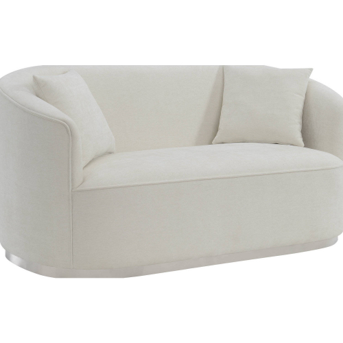 Odette Loveseat in Beige Chenille & Chrome Stainless Steel