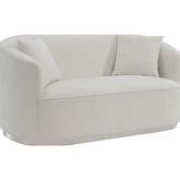 Odette Loveseat in Beige Chenille & Chrome Stainless Steel