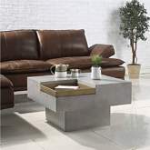 Kailano Coffee Table in Weathered Gray Finish Fiber Concrete