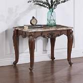 Nayla End Table in Natural Marble & Cherry Finish