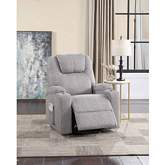 Evander Power Lift Recliner with Cup Holders in Light Gray Chenille Fabric