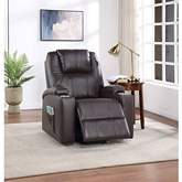 Evander Power Lift Recliner with Cup Holders in Brown Leathaire