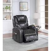 Evander Power Lift Recliner with Cup Holders in Gunmetal Gray Leathaire