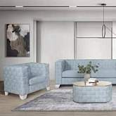 Saree Accent Arm Chair in Light Teal Chenille & White