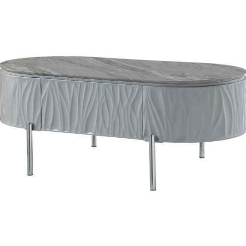Yukino Coffee Table in High Gloss Gray & Chrome