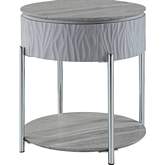 Yukino End Table in High Gloss Gray & Chrome