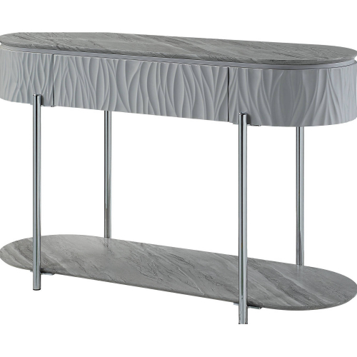 Yukino Sofa Table in High Gloss Gray & Chrome