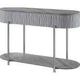 Yukino Sofa Table in High Gloss Gray & Chrome