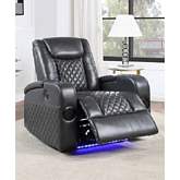 Alair Power Recliner with Charger, Cup Holders & Speaker in Dark Gray Leathaire