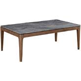 Bevis Coffee Table in Engineered Stone & Walnut Finish