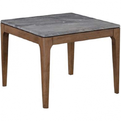 Bevis End Table in Engineered Stone & Walnut Finish