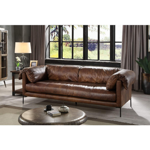 Jaron Sofa in Mocha Brown Top Grain Leather