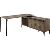 Zakwani L Shaoe Writing Desk in Rustic Oak & Black Metal