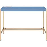 Midriaks Writing Desk in High Gloss Navy Blue & Gold Metal