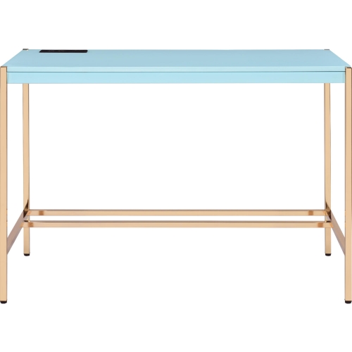 Midriaks Writing Desk in High Gloss Baby Blue & Gold Metal