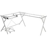 Dazenus Computer Desk in Tempered Glass & White Metal
