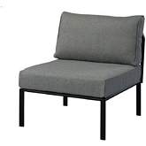 Rajni Outdoor Armless Chair in Gray Fabric & Black Metal