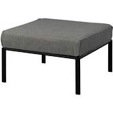 Rajni Outdoor Ottoman in Gray Fabric & Black Metal