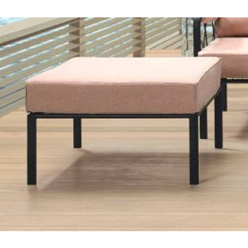 Rajni Outdoor Ottoman in Pink Fabric & Black Metal