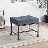 Brantley Ottoman in Tufted Gray Velvet & Sandy Gray Metal
