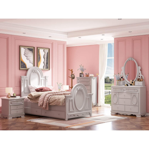 Flora Twin Poster Bed in White Finish