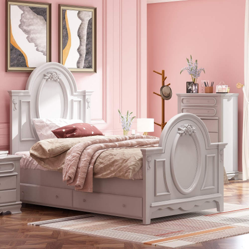 Flora Full Storage Bed in Gray Finish