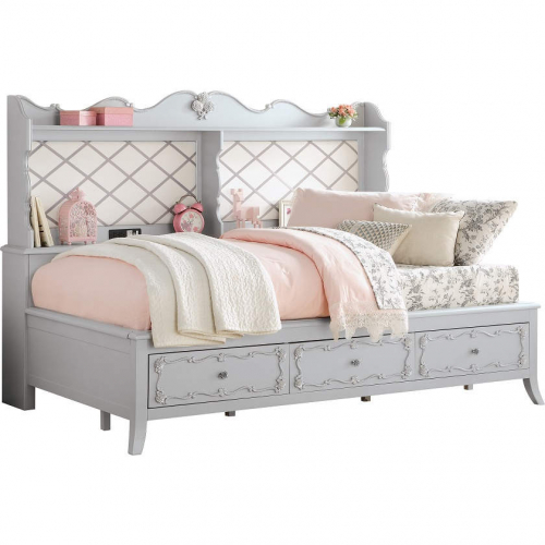 Edalene Twin Storage Daybed with USB in Gray Finish