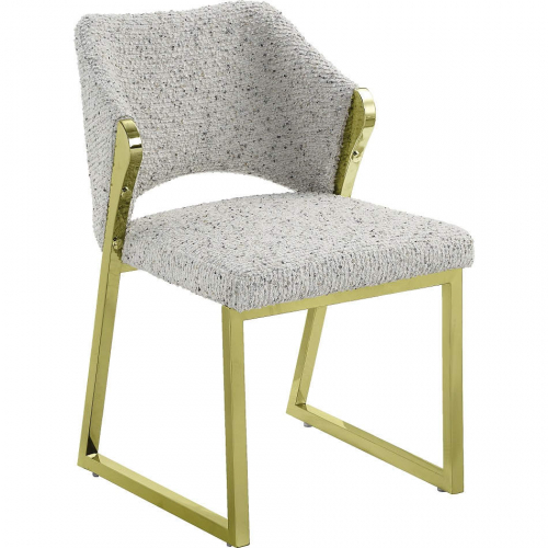 Galdesa Dining Chair in Teddy Sherpa & Mirrored Gold Finish
