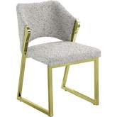 Galdesa Dining Chair in Teddy Sherpa & Mirrored Gold Finish