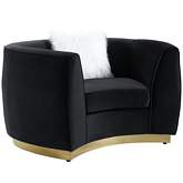 Achelle Accent Chair in Black Velvet & Gold Metal