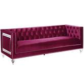 Heibero Sofa in Tufted Burgundy Velvet