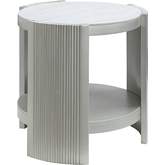 Kasa End Table in Sintered Stone & Champagne Finish Wood