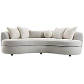 Iniko Curved Sofa with 6 Pillows in Beige Boucle Fabric