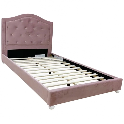 Reggie Twin Bed in Tufted Pink Fabric