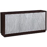 Geranio Console Cabinet in Metallic Silver & Walnut Finish