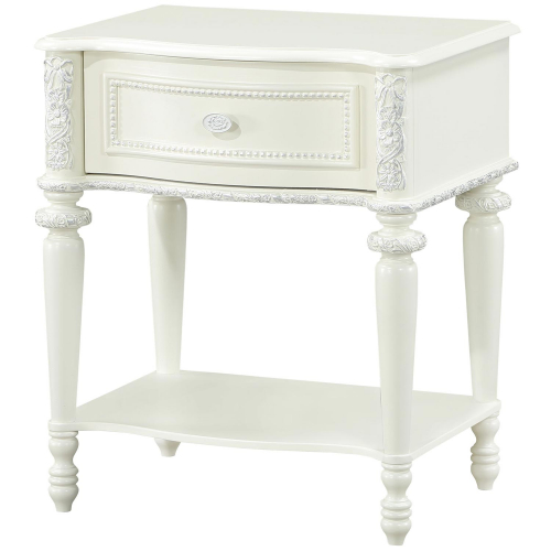 Dorothy 1 Drawer Nightstand in Ivory Finish