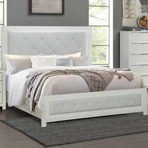 Jehoram King Bed in Tufted Beige Linen & Beige