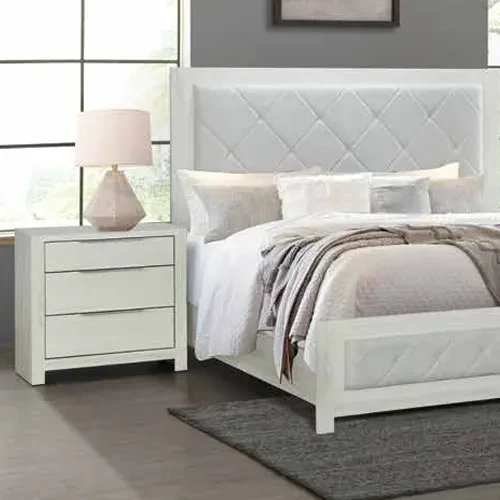 Jehoram Nightstand in Beige Linen & Beige