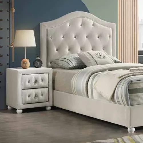 Reggie Nightstand in Beige Fabric