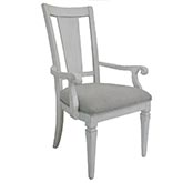 Katia Dining Arm Chair in Gray Linen & Weathered White Finish (Set of 2)