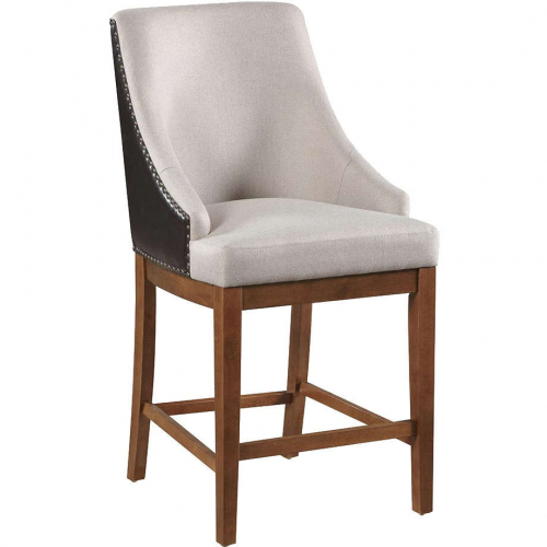 Gilsea Counter Chair in Brown Leatherette & Brown Fabric (Set of 2)